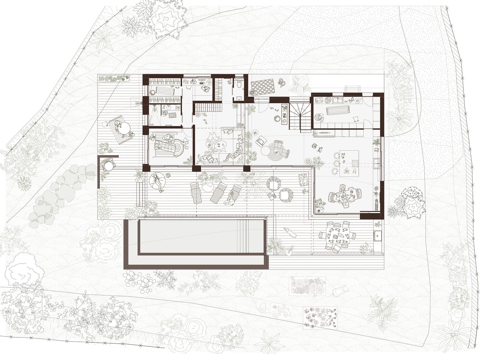 Plan du rez-de-chaussée déposé avec le permis de construire