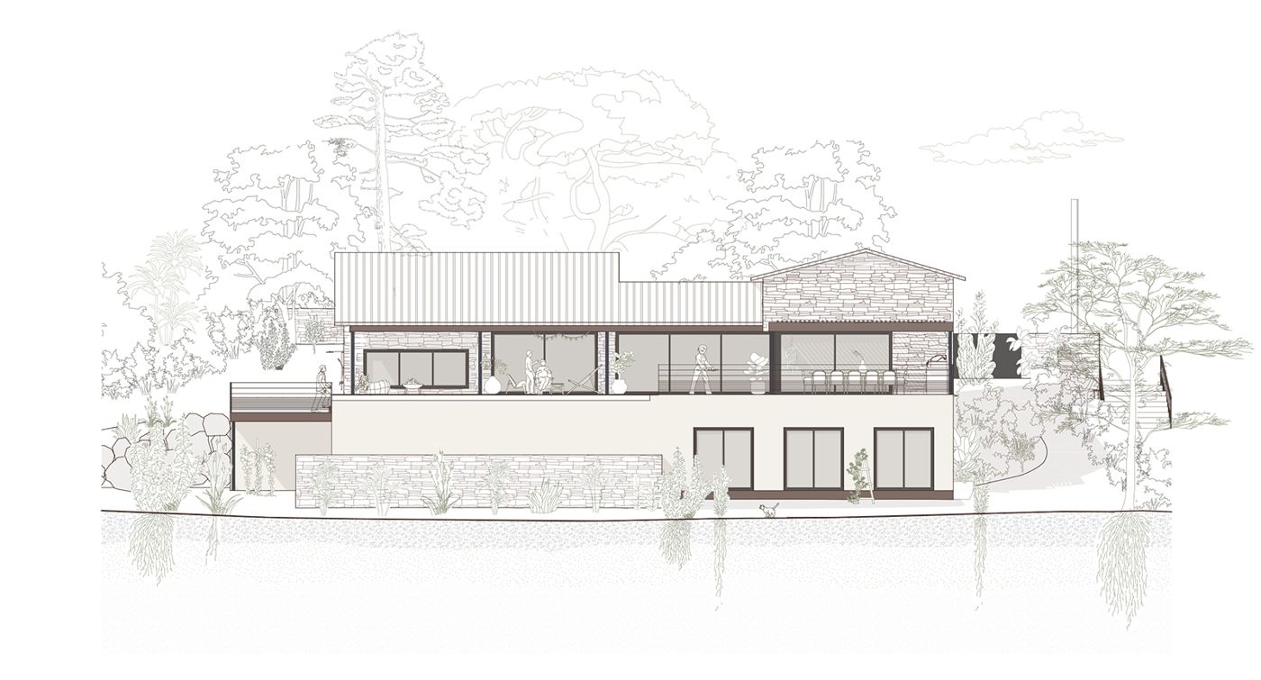 Façades dessinées de la maison en Castagniccia
